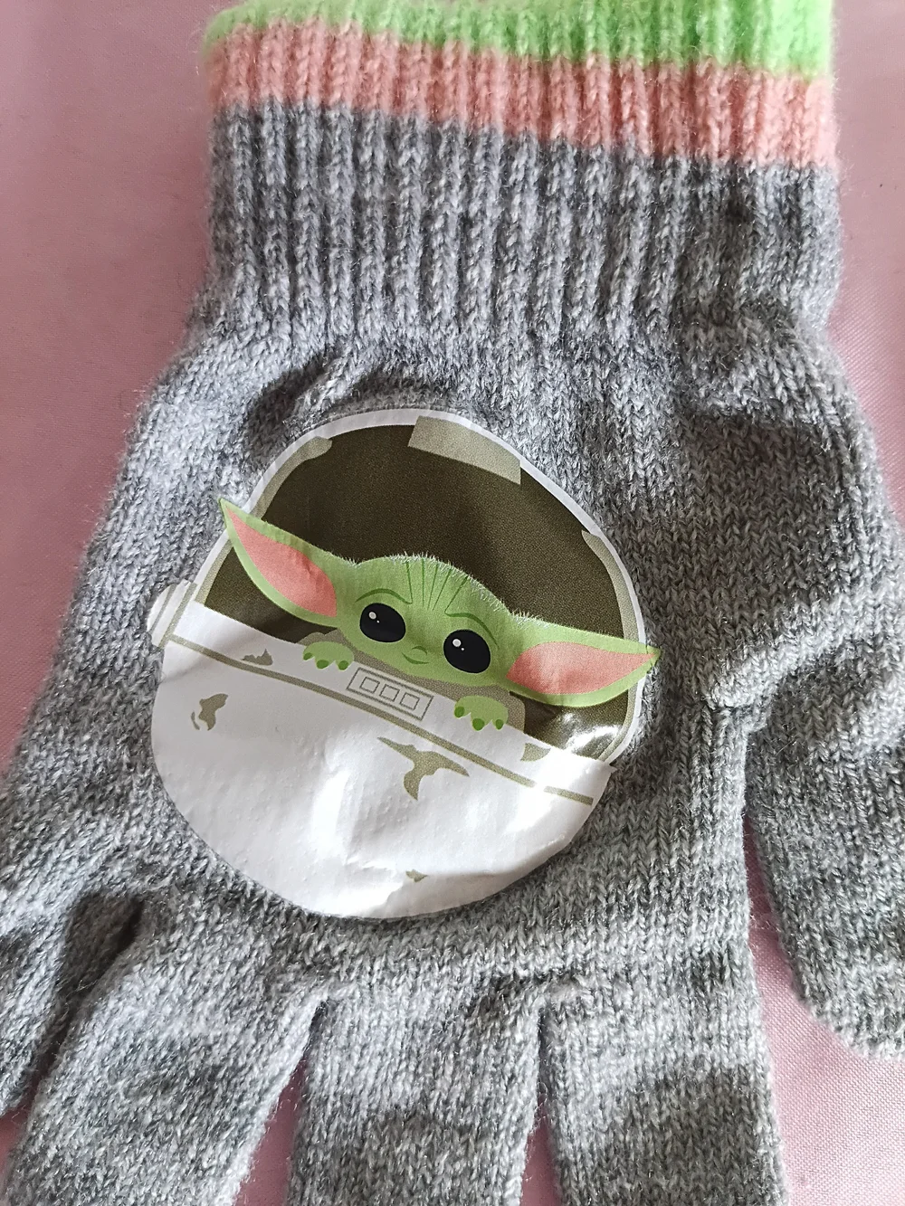 Star Wars Baby Grogu Yoda Mandalorian Grey Winter Beanie With Gloves One Size